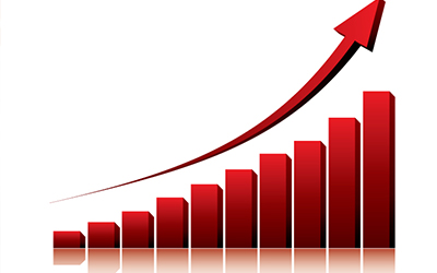 3D graph showing a rise in profits